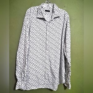 Saks Fifth Avenue Geometric Print Button-Down Blouse – Size XXL